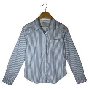Abercrombie Fitch Top Womens M Striped Button Up Long Sleeve Dress Shirt Blue